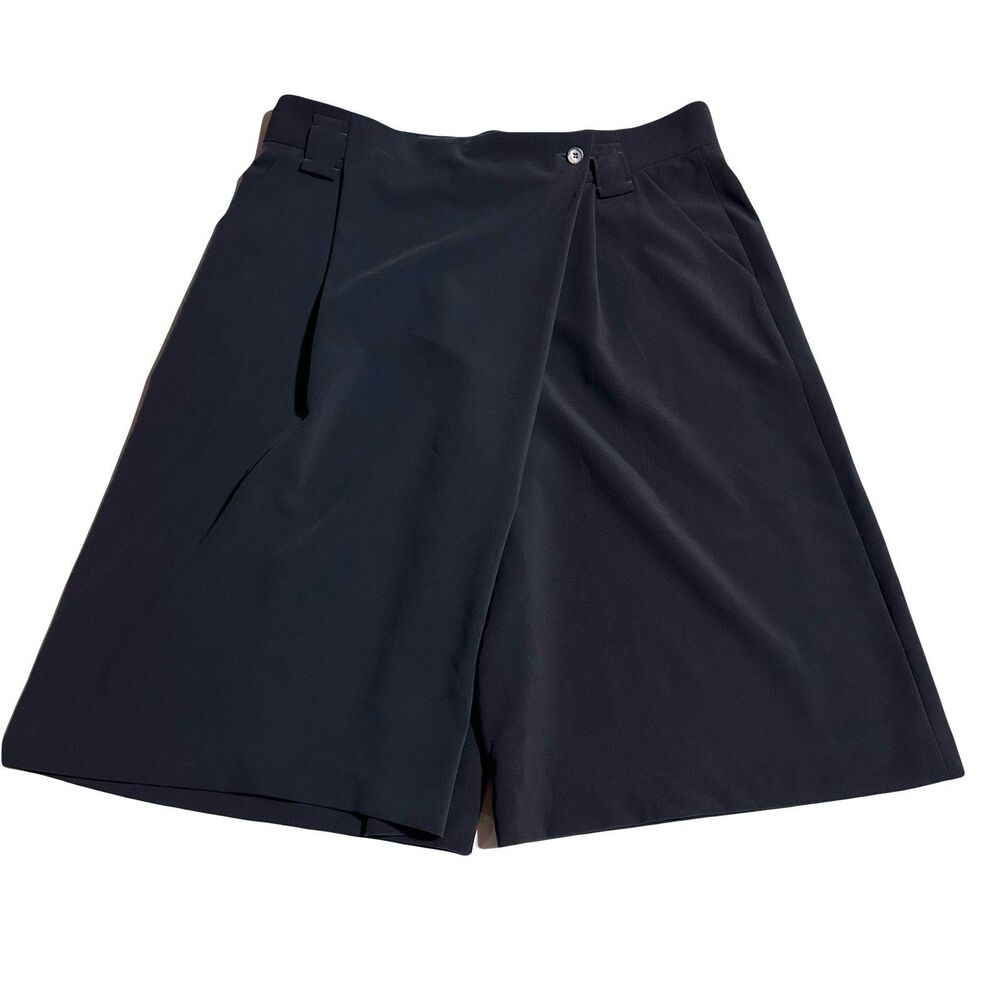 Gerard Darel Paris Pleated Draped Bermuda Shorts High Waist 40 US S Small Black